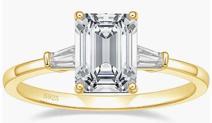 3.5CT Emerald Cut Moissanite Engagement Ring