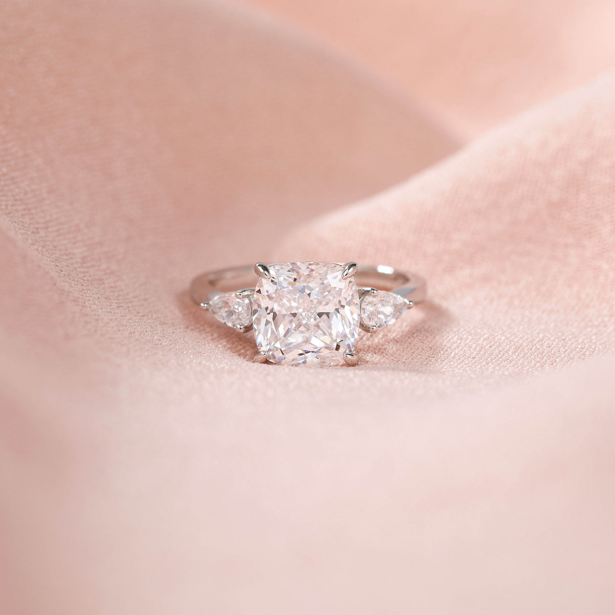 3.5CT Cushion Cut VVS1 Moissanite Engagement Ring