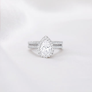 3 ct Pear Cut 925 Sterling Silver Moissanite Bridal Set