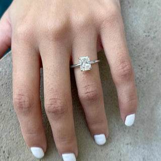 925 Sterling Silver 3ct Radiant Cut Moissanites Engagement Ring