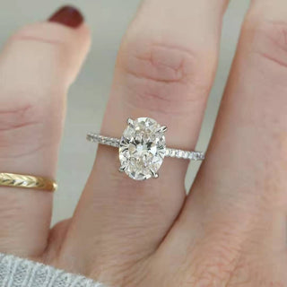 3.5CT 925 Silver Engagement Oval Cut Moissanite Ring