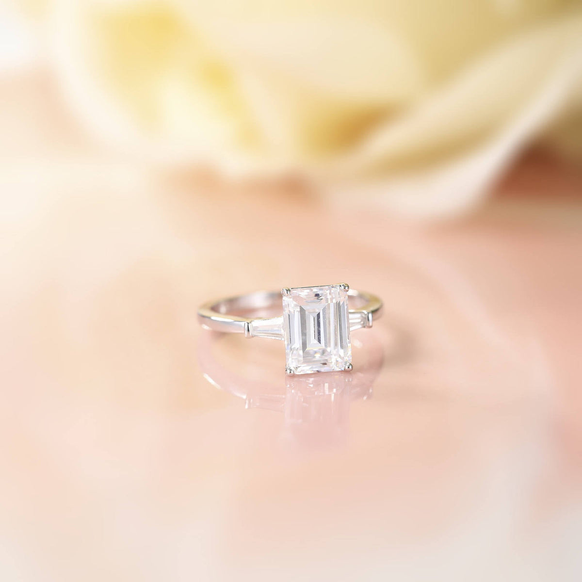 3.5CT Emerald Cut Moissanite Engagement Ring