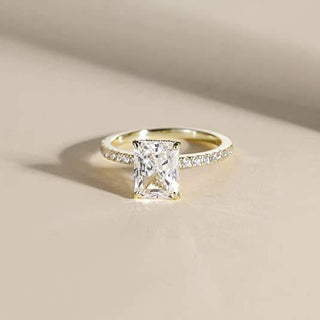 3CT Radiant Cut Sterling Silver Engagement Moissanite Ring