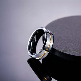 8mm Customized High Polished 24K Gold Inlay Tungsten Carbide Ring