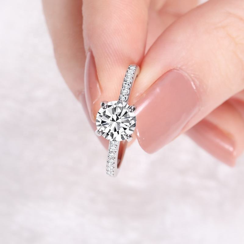 925 Silver Round Cut 1.2 CT Moissanite Engagement Ring