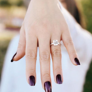 3.5CT Emerald Cut Moissanite Engagement Ring