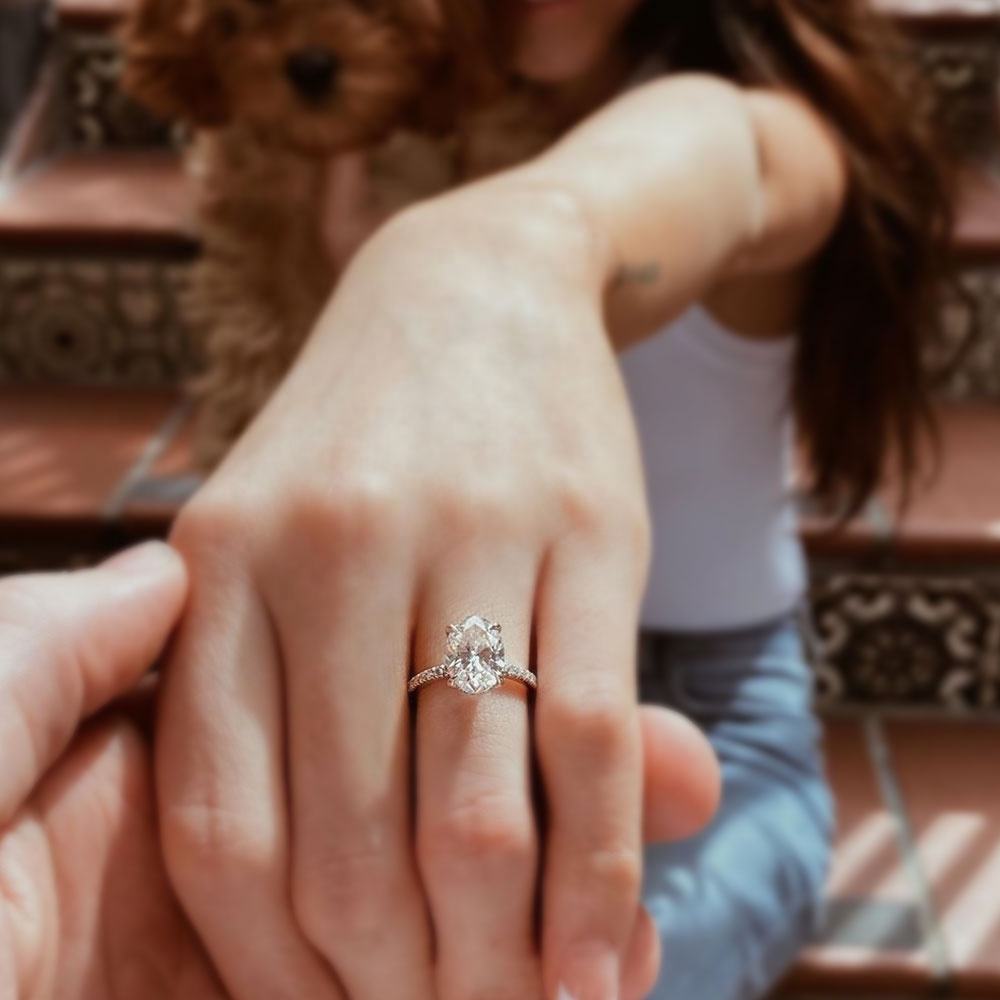 3.5CT 925 Silver Engagement Oval Cut Moissanite Ring