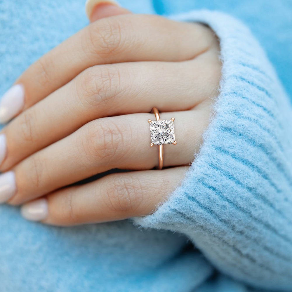 2ct Princess Cut Solitaire Moissanite Engagement Ring