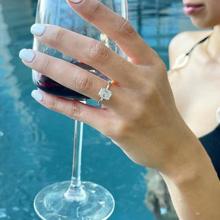925 Sterling Silver 3ct Radiant Cut Moissanites Engagement Ring