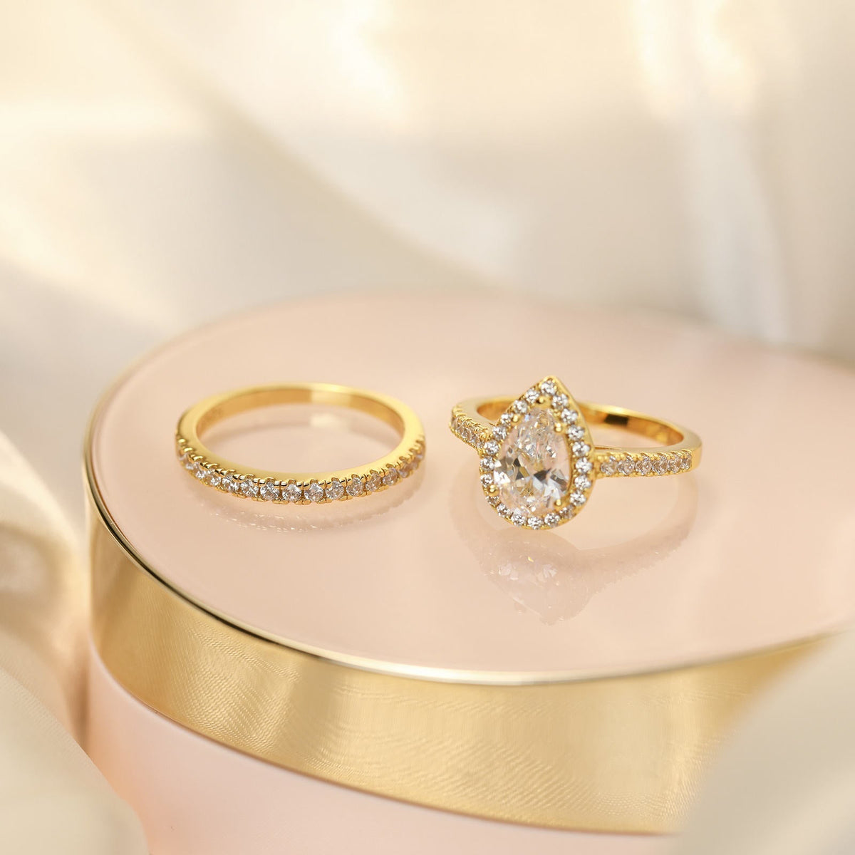 3 ct Pear Cut 925 Sterling Silver Moissanite Bridal Set