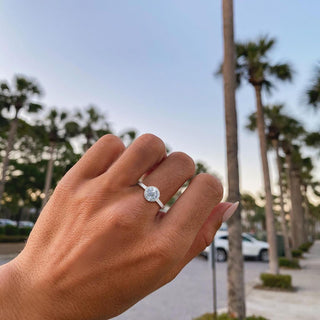 1.2CT Clarity Round Cut Moissanite Halo Engagement Ring