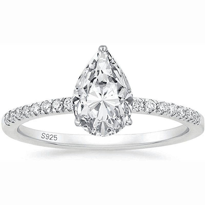 925 Silver 3CT Pear Shaped Moissanite Engagement Ring