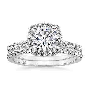 3 ct Round Cut Moissanite 925 Sterling Silver Bridal Set