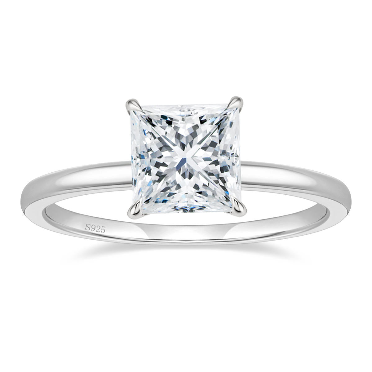 2ct Princess Cut Solitaire Moissanite Engagement Ring