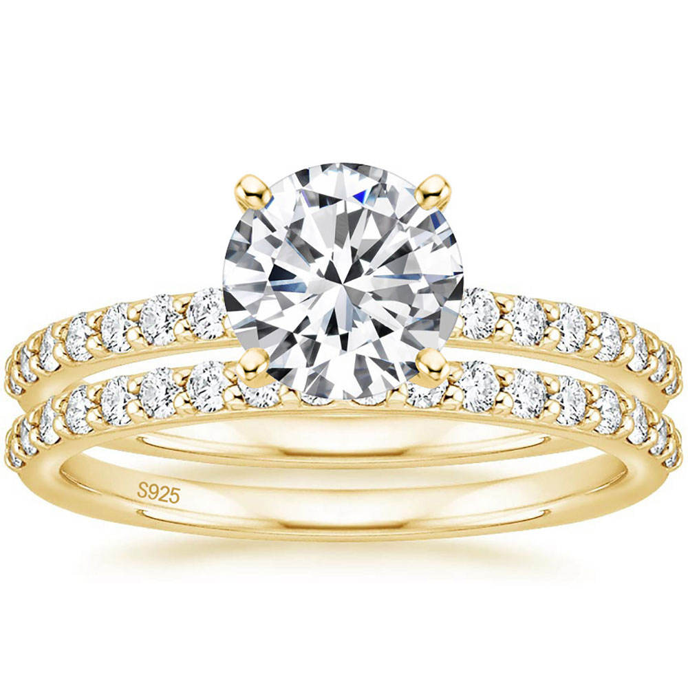 3 Carat Round Cut s925 D Grade Moissanite Wedding Ring Sets