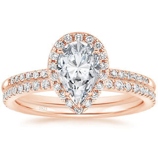 3 ct Pear Cut 925 Sterling Silver Moissanite Bridal Set