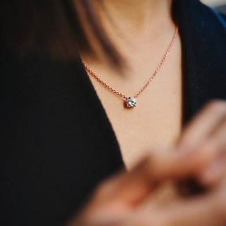 925 Sterling Silver Rose Gold Plated Round Cut 1.5 Carat Cubic Zirconia Pendant Necklace