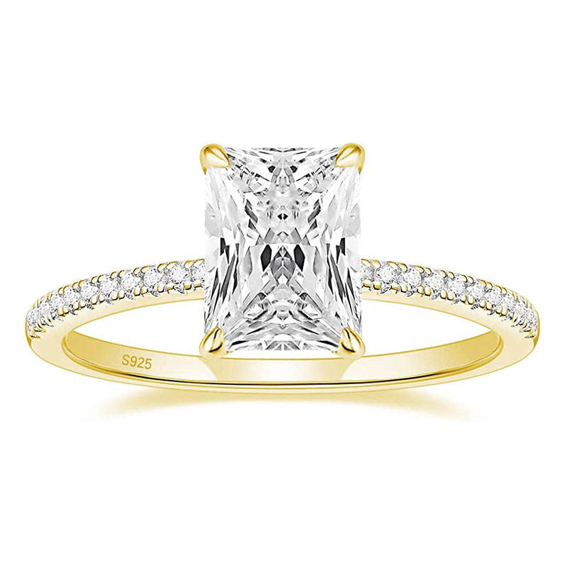 3CT Radiant Cut Sterling Silver Engagement Moissanite Ring
