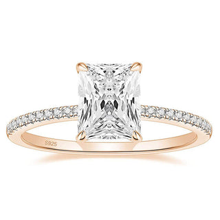 3CT Radiant Cut Sterling Silver Engagement Moissanite Ring