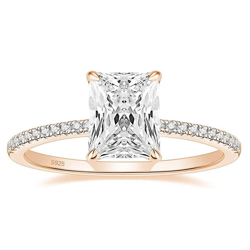 3CT Radiant Cut Sterling Silver Engagement Moissanite Ring