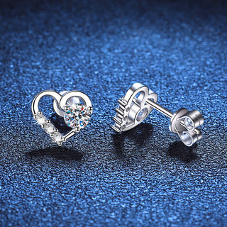 Fine Jewelry 0.6CT Round Cut D Grade VVS1 Moissanite Diamond Love Stud Earrings 925 Sterling Silver Earrings For Women