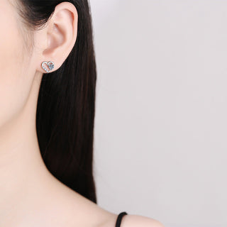 4mm Cubic Zirconia Round Cut Love Stud Earrings 925 Sterling Silver Earrings For Women Hypoallergenic Fine Jewelry