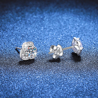Fine Jewelry 1CT Round Cut D Grade VVS1 Moissanite Diamond Stud Earrings 925 Sterling Silver Earrings For Women
