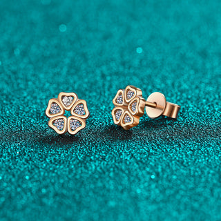Moissanite Diamond 0.25CT Round Cut Love Petals Stud Earrings 925 Sterling Silver Earrings For Women