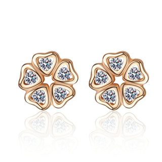 Moissanite Diamond 0.25CT Round Cut Love Petals Stud Earrings 925 Sterling Silver Earrings For Women