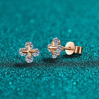 Moissanite Diamond 0.8CT Round Cut Star Stud Earrings Gold Plated 925 Sterling Silver Earrings For Women
