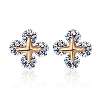 Moissanite Diamond 0.8CT Round Cut Star Stud Earrings Gold Plated 925 Sterling Silver Earrings For Women
