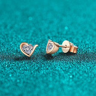 Moissanite Diamond 0.6CT Heart Cut Heart Gold Plated Stud Earrings 925 Sterling Silver Earrings For Women