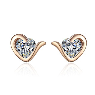 Moissanite Diamond 0.6CT Heart Cut Heart Gold Plated Stud Earrings 925 Sterling Silver Earrings For Women