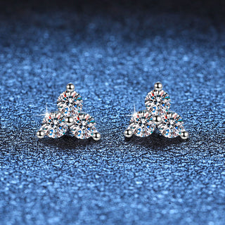 Moissanite Diamond 0.6CT Round Cut Three Petal Grass Stud Earrings 925 Sterling Silver Earrings For Women