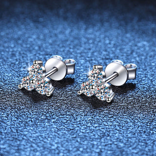 Moissanite Diamond 0.6CT Round Cut Three Petal Grass Stud Earrings 925 Sterling Silver Earrings For Women