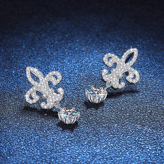 Fine Jewelry 1CT Round Cut D Grade VVS1 Moissanite Diamond Crown Stud Earrings 925 Sterling Silver Earrings For Women
