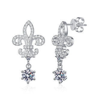 Fine Jewelry 1CT Round Cut D Grade VVS1 Moissanite Diamond Crown Stud Earrings 925 Sterling Silver Earrings For Women