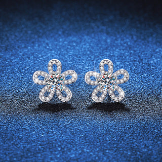 5mm Cubic Zirconia Round Cut Sunflower Stud Earrings 925 Sterling Silver Earrings For Women Hypoallergenic Fine Jewelry
