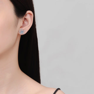 5mm Cubic Zirconia Round Cut Sunflower Stud Earrings 925 Sterling Silver Earrings For Women Hypoallergenic Fine Jewelry