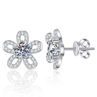 5mm Cubic Zirconia Round Cut Sunflower Stud Earrings 925 Sterling Silver Earrings For Women Hypoallergenic Fine Jewelry