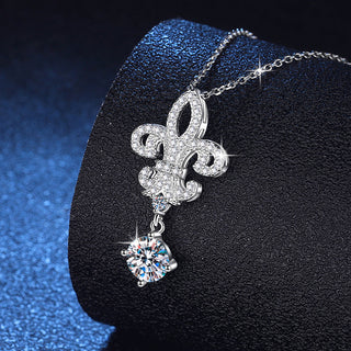 Fashion Luxury Jewelry 1Ct Round Cut Queen Crown Pendant 925 Sterling Silver Moissanite Necklaces for Women