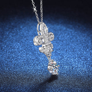 Fashion Luxury Jewelry 1Ct Round Cut Queen Crown Pendant 925 Sterling Silver Moissanite Necklaces for Women