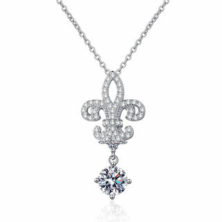 Fashion Luxury Jewelry 1Ct Round Cut Queen Crown Pendant 925 Sterling Silver Moissanite Necklaces for Women