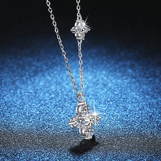 Fashion Luxury Jewelry Round Cut Four Leaf Clover Pendant 925 Sterling Silver Zirconia Necklaces for Women