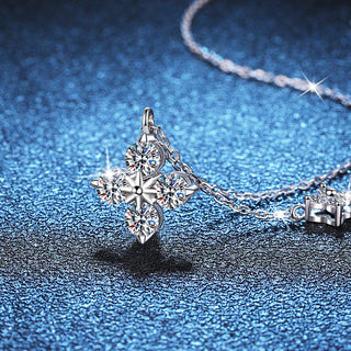 Fashion Luxury Jewelry Round Cut Four Leaf Clover Pendant 925 Sterling Silver Zirconia Necklaces for Women