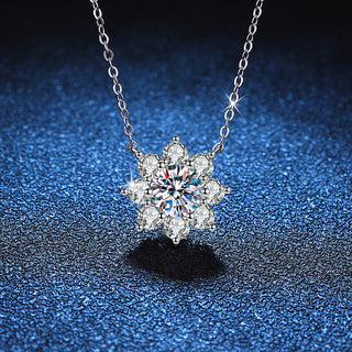 6.5mm Fashion Luxury Jewelry Round Cut Eight Petal Sunflower Pendant 925 Sterling Silver Zirconia Necklaces for Women