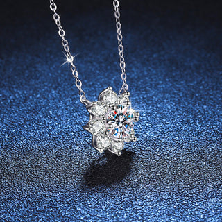 6.5mm Fashion Luxury Jewelry Round Cut Eight Petal Sunflower Pendant 925 Sterling Silver Zirconia Necklaces for Women