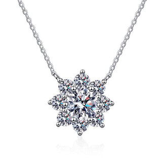 6.5mm Fashion Luxury Jewelry Round Cut Eight Petal Sunflower Pendant 925 Sterling Silver Zirconia Necklaces for Women