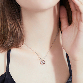 Fashion Luxury Jewelry Round Cut Sugar Cube Pendant 925 Sterling Silver Zirconia Necklaces for Women