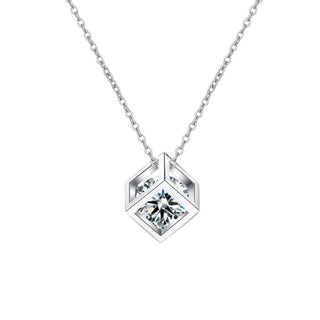 Fashion Luxury Jewelry Round Cut Sugar Cube Pendant 925 Sterling Silver Zirconia Necklaces for Women